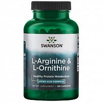 L-Arginine & L-Ornithine (100 капс) (Swanson)